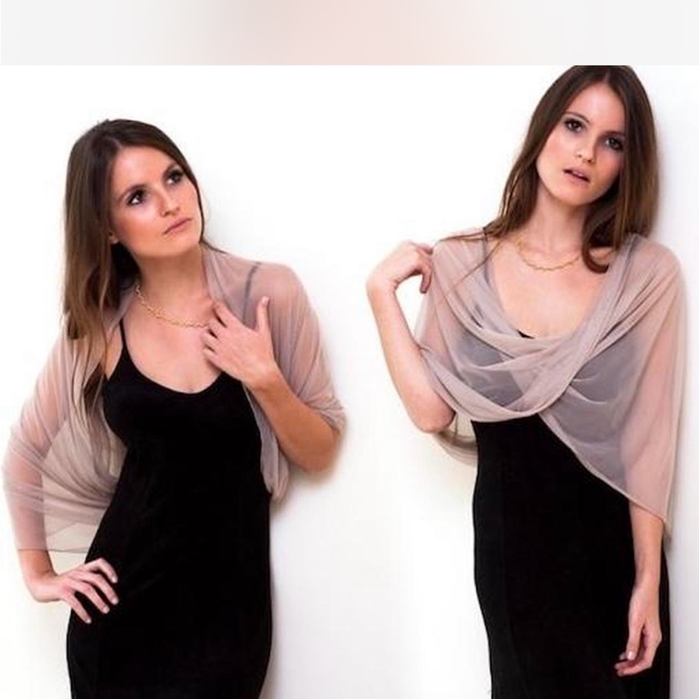 Elegant Sheer Tan Shawl